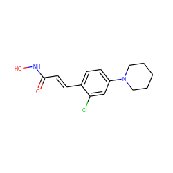 O=C(/C=C/c1ccc(N2CCCCC2)cc1Cl)NO ZINC000084669938