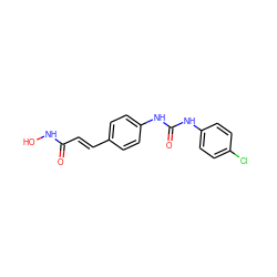 O=C(/C=C/c1ccc(NC(=O)Nc2ccc(Cl)cc2)cc1)NO ZINC000043065642