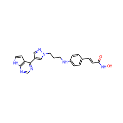 O=C(/C=C/c1ccc(NCCCn2cc(-c3ncnc4[nH]ccc34)cn2)cc1)NO ZINC001772575447