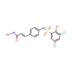 O=C(/C=C/c1ccc(NS(=O)(=O)c2cc(Cl)cc(Cl)c2O)cc1)NO ZINC000148535369