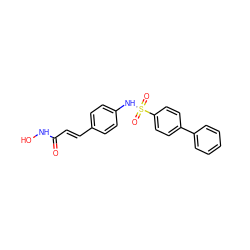 O=C(/C=C/c1ccc(NS(=O)(=O)c2ccc(-c3ccccc3)cc2)cc1)NO ZINC000003873249