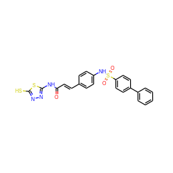 O=C(/C=C/c1ccc(NS(=O)(=O)c2ccc(-c3ccccc3)cc2)cc1)Nc1nnc(S)s1 ZINC000148539625