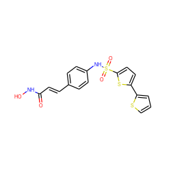 O=C(/C=C/c1ccc(NS(=O)(=O)c2ccc(-c3cccs3)s2)cc1)NO ZINC000148534626