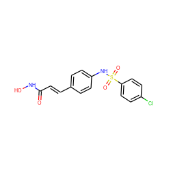 O=C(/C=C/c1ccc(NS(=O)(=O)c2ccc(Cl)cc2)cc1)NO ZINC000026723824