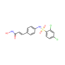 O=C(/C=C/c1ccc(NS(=O)(=O)c2ccc(Cl)cc2Cl)cc1)NO ZINC000100895758