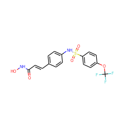 O=C(/C=C/c1ccc(NS(=O)(=O)c2ccc(OC(F)(F)F)cc2)cc1)NO ZINC000026728810