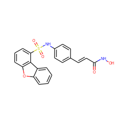 O=C(/C=C/c1ccc(NS(=O)(=O)c2cccc3oc4ccccc4c23)cc1)NO ZINC000027978184