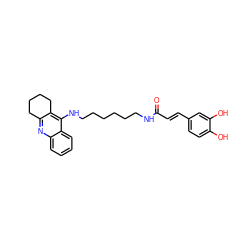 O=C(/C=C/c1ccc(O)c(O)c1)NCCCCCCNc1c2c(nc3ccccc13)CCCC2 ZINC000095578857