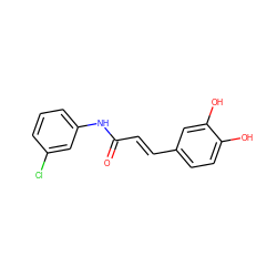 O=C(/C=C/c1ccc(O)c(O)c1)Nc1cccc(Cl)c1 ZINC000049807838