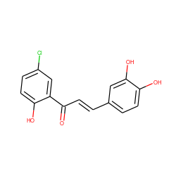 O=C(/C=C/c1ccc(O)c(O)c1)c1cc(Cl)ccc1O ZINC000034461663