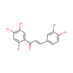 O=C(/C=C/c1ccc(O)c(O)c1)c1cc(O)c(O)cc1Br ZINC000142484225