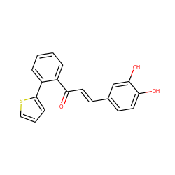 O=C(/C=C/c1ccc(O)c(O)c1)c1ccccc1-c1cccs1 ZINC000027307618