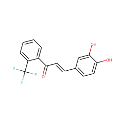 O=C(/C=C/c1ccc(O)c(O)c1)c1ccccc1C(F)(F)F ZINC000013834200