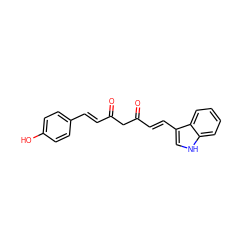 O=C(/C=C/c1ccc(O)cc1)CC(=O)/C=C/c1c[nH]c2ccccc12 ZINC000168529297