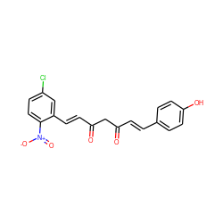 O=C(/C=C/c1ccc(O)cc1)CC(=O)/C=C/c1cc(Cl)ccc1[N+](=O)[O-] ZINC000116761118