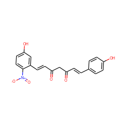 O=C(/C=C/c1ccc(O)cc1)CC(=O)/C=C/c1cc(O)ccc1[N+](=O)[O-] ZINC000116761115