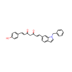 O=C(/C=C/c1ccc(O)cc1)CC(=O)/C=C/c1ccc2ccn(Cc3ccccc3)c2c1 ZINC000167701339