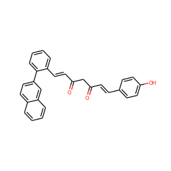 O=C(/C=C/c1ccc(O)cc1)CC(=O)/C=C/c1ccccc1-c1ccc2ccccc2c1 ZINC000116761446