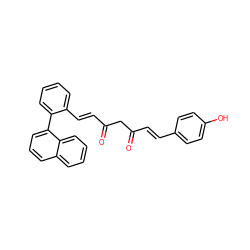 O=C(/C=C/c1ccc(O)cc1)CC(=O)/C=C/c1ccccc1-c1cccc2ccccc12 ZINC000116765240