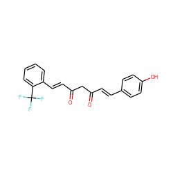 O=C(/C=C/c1ccc(O)cc1)CC(=O)/C=C/c1ccccc1C(F)(F)F ZINC000116760081