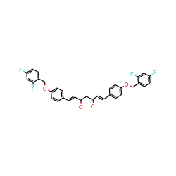 O=C(/C=C/c1ccc(OCc2ccc(F)cc2F)cc1)CC(=O)/C=C/c1ccc(OCc2ccc(F)cc2F)cc1 ZINC000653691240