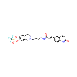 O=C(/C=C/c1ccc2[nH]c(=O)ccc2c1)NCCCCN1CCc2ccc(OS(=O)(=O)C(F)(F)F)cc2C1 ZINC000042784570