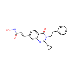 O=C(/C=C/c1ccc2c(=O)n(CCc3ccccc3)c(C3CC3)nc2c1)NO ZINC000096934293