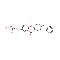 O=C(/C=C/c1ccc2c(c1)C(=O)CC1(CCN(Cc3ccccc3)CC1)O2)NO ZINC000043208345