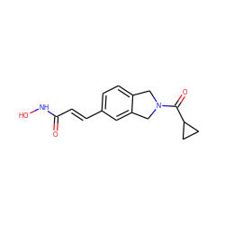 O=C(/C=C/c1ccc2c(c1)CN(C(=O)C1CC1)C2)NO ZINC000072177995