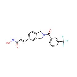 O=C(/C=C/c1ccc2c(c1)CN(C(=O)c1cccc(C(F)(F)F)c1)C2)NO ZINC000072176366