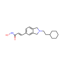 O=C(/C=C/c1ccc2c(c1)CN(CCC1CCCCC1)C2)NO ZINC000072176868