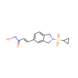 O=C(/C=C/c1ccc2c(c1)CN(S(=O)(=O)C1CC1)C2)NO ZINC000072176831