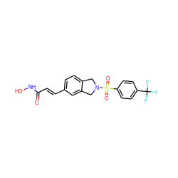 O=C(/C=C/c1ccc2c(c1)CN(S(=O)(=O)c1ccc(C(F)(F)F)cc1)C2)NO ZINC000072177142