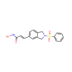 O=C(/C=C/c1ccc2c(c1)CN(S(=O)(=O)c1ccccc1)C2)NO ZINC000072178021