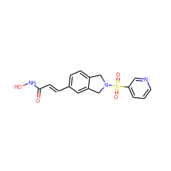 O=C(/C=C/c1ccc2c(c1)CN(S(=O)(=O)c1cccnc1)C2)NO ZINC000072178023