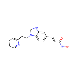 O=C(/C=C/c1ccc2c(c1)NCN2CCC1=CCCC=N1)NO ZINC000169684629