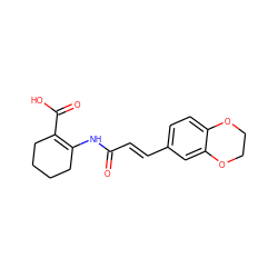 O=C(/C=C/c1ccc2c(c1)OCCO2)NC1=C(C(=O)O)CCCC1 ZINC000169327839