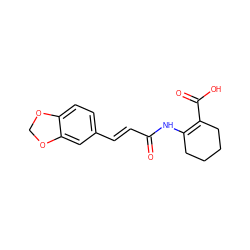 O=C(/C=C/c1ccc2c(c1)OCO2)NC1=C(C(=O)O)CCCC1 ZINC000169327838