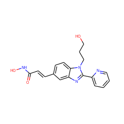 O=C(/C=C/c1ccc2c(c1)nc(-c1ccccn1)n2CCCO)NO ZINC000147797476