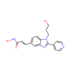 O=C(/C=C/c1ccc2c(c1)nc(-c1ccncc1)n2CCCO)NO ZINC000147719747