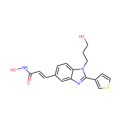 O=C(/C=C/c1ccc2c(c1)nc(-c1ccsc1)n2CCCO)NO ZINC000040913927