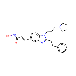 O=C(/C=C/c1ccc2c(c1)nc(CCc1ccccc1)n2CCCN1CCCC1)NO ZINC000045497042