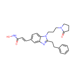 O=C(/C=C/c1ccc2c(c1)nc(CCc1ccccc1)n2CCCN1CCCC1=O)NO ZINC000040423585