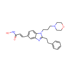 O=C(/C=C/c1ccc2c(c1)nc(CCc1ccccc1)n2CCCN1CCOCC1)NO ZINC000040951167