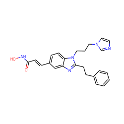 O=C(/C=C/c1ccc2c(c1)nc(CCc1ccccc1)n2CCCn1ccnc1)NO ZINC000040422971