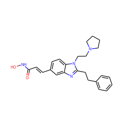 O=C(/C=C/c1ccc2c(c1)nc(CCc1ccccc1)n2CCN1CCCC1)NO ZINC000038192628