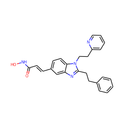 O=C(/C=C/c1ccc2c(c1)nc(CCc1ccccc1)n2CCc1ccccn1)NO ZINC000140353265