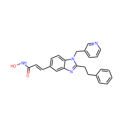 O=C(/C=C/c1ccc2c(c1)nc(CCc1ccccc1)n2Cc1cccnc1)NO ZINC000013981309