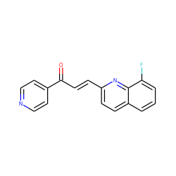 O=C(/C=C/c1ccc2cccc(F)c2n1)c1ccncc1 ZINC000141244132