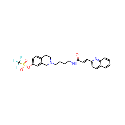 O=C(/C=C/c1ccc2ccccc2n1)NCCCCN1CCc2ccc(OS(=O)(=O)C(F)(F)F)cc2C1 ZINC000042784694